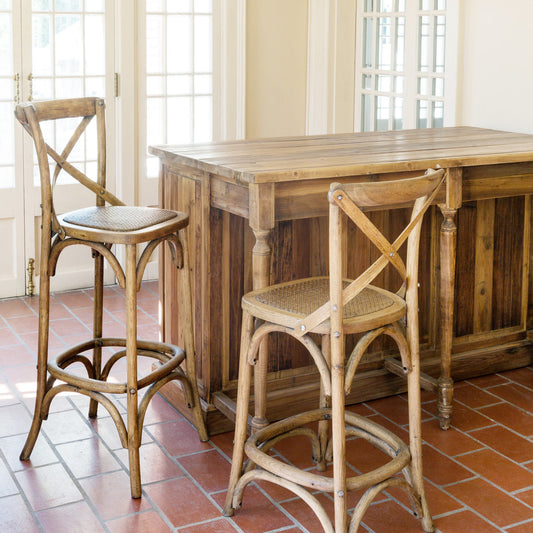 Oak Cross Back Bar Stool